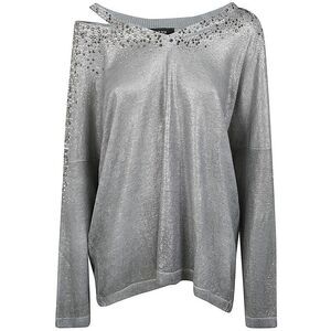 AVANT TOI Embellished Cold-Shoulder Metallic Knit Sweater Women WHITE Sweaters &
